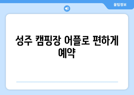 성주 캠핑장 어플로 편하게 예약