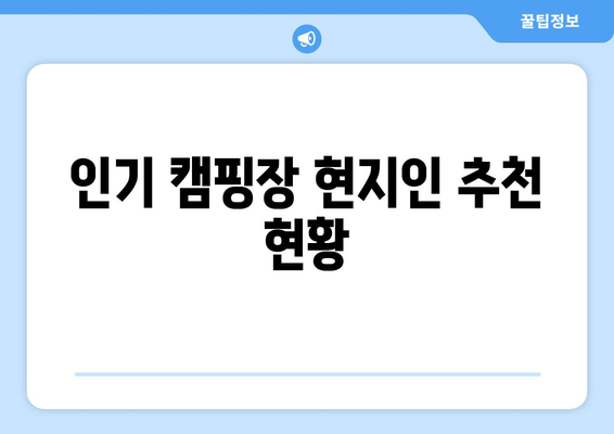 인기 캠핑장 현지인 추천 현황