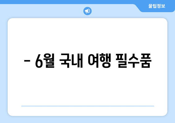 - 6월 국내 여행 필수품