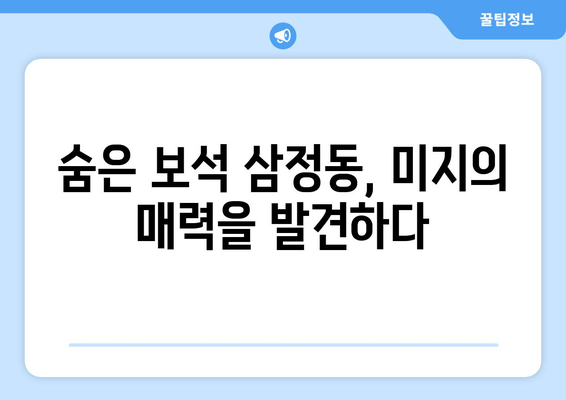 숨은 보석 삼정동, 미지의 매력을 발견하다