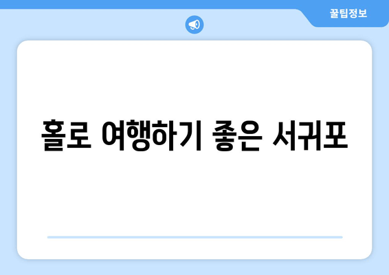 홀로 여행하기 좋은 서귀포