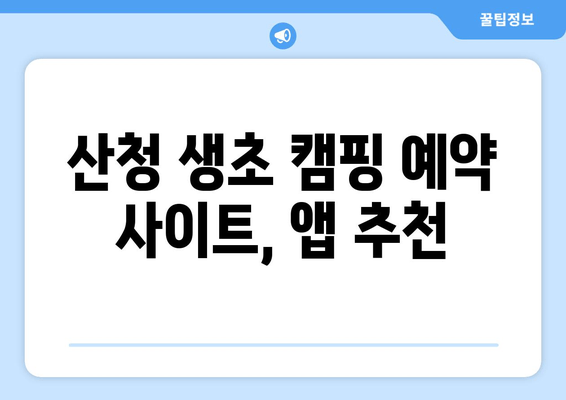 산청 생초 캠핑 예약 사이트, 앱 추천