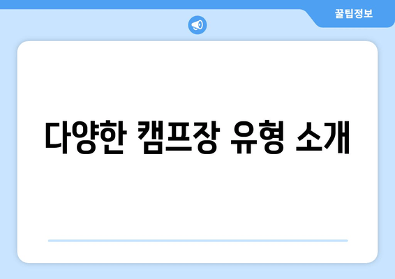 다양한 캠프장 유형 소개