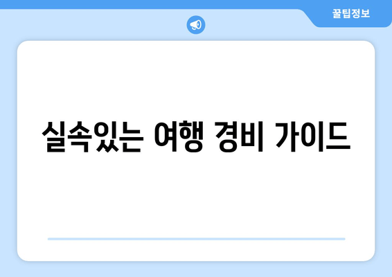 실속있는 여행 경비 가이드