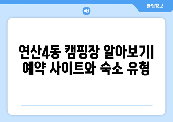 연산4동 캠핑장 알아보기| 예약 사이트와 숙소 유형