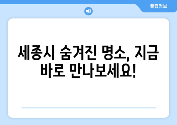 세종시 숨겨진 명소, 지금 바로 만나보세요!