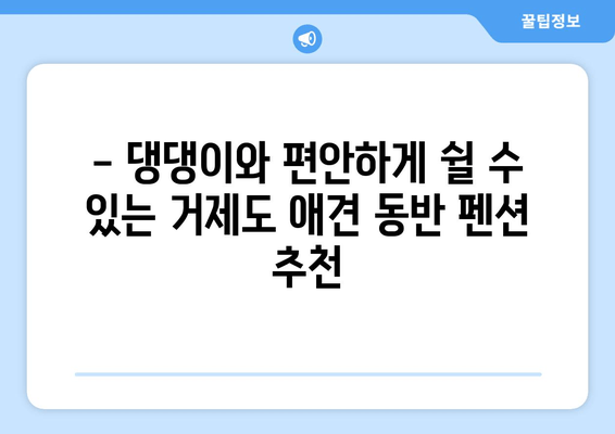 반려견과 함께 떠나는 거제도 여행| 🐶🐾 애견 동반 펜션 추천 & 가이드 | 거제도, 애견펜션, 강아지 여행, 반려동물 숙소