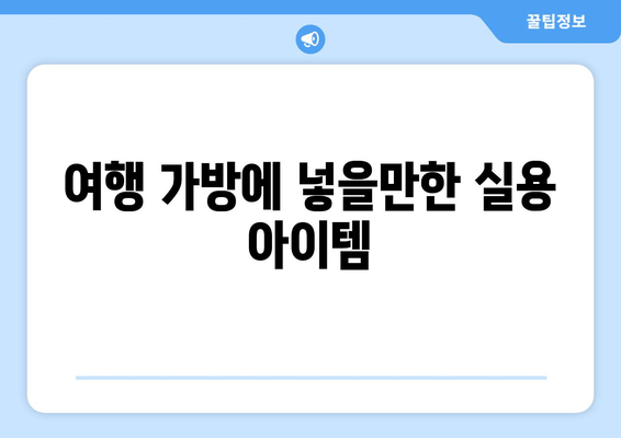 여행 가방에 넣을만한 실용 아이템