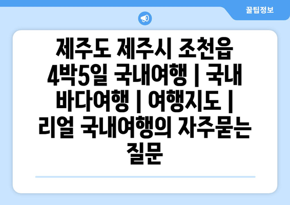 제주도 제주시 조천읍 4박5일 국내여행 | 국내 바다여행 | 여행지도 | 리얼 국내여행