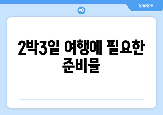 2박3일 여행에 필요한 준비물