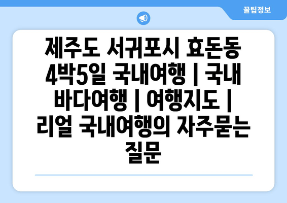 제주도 서귀포시 효돈동 4박5일 국내여행 | 국내 바다여행 | 여행지도 | 리얼 국내여행