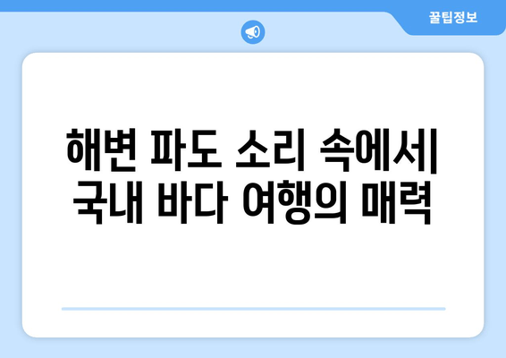 해변 파도 소리 속에서| 국내 바다 여행의 매력