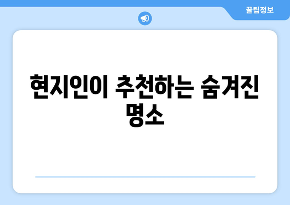 현지인이 추천하는 숨겨진 명소