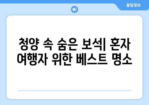 청양 속 숨은 보석| 혼자 여행자 위한 베스트 명소