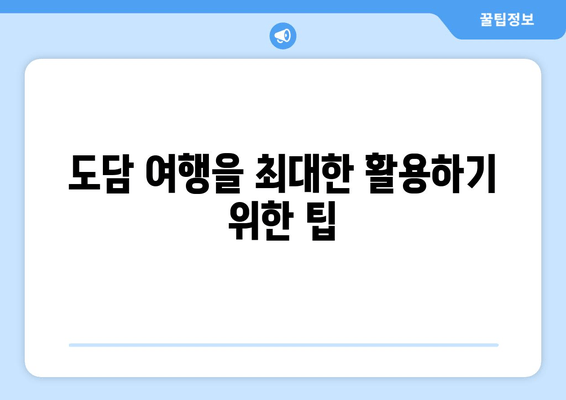 도담 여행을 최대한 활용하기 위한 팁