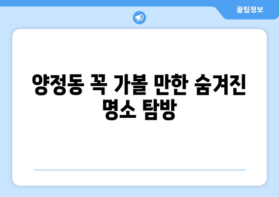 양정동 꼭 가볼 만한 숨겨진 명소 탐방