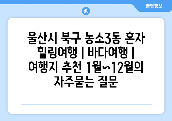 울산시 북구 농소3동 혼자 힐링여행 | 바다여행 | 여행지 추천 1월~12월