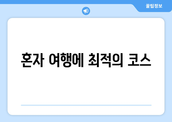 혼자 여행에 최적의 코스