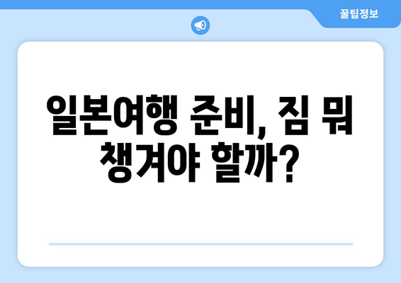 일본여행 준비, 짐 뭐 챙겨야 할까?