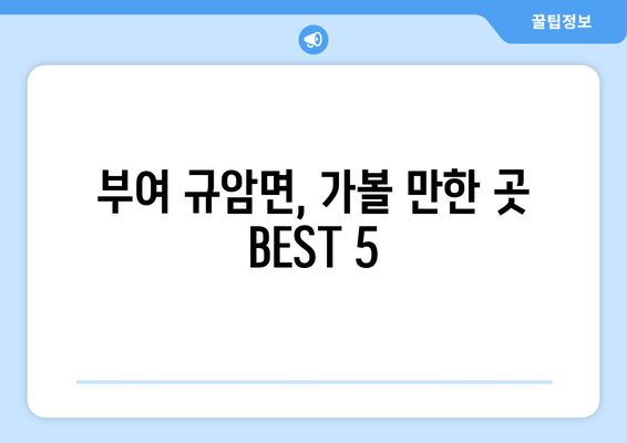 부여 규암면, 가볼 만한 곳 BEST 5