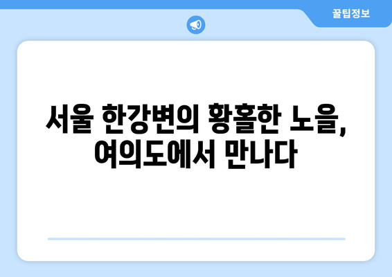 여의도 노을의 황홀경, 숨겨진 아름다움을 찾아 떠나는 여정 | 서울 야경, 풍경 명소, 사진 촬영 명소