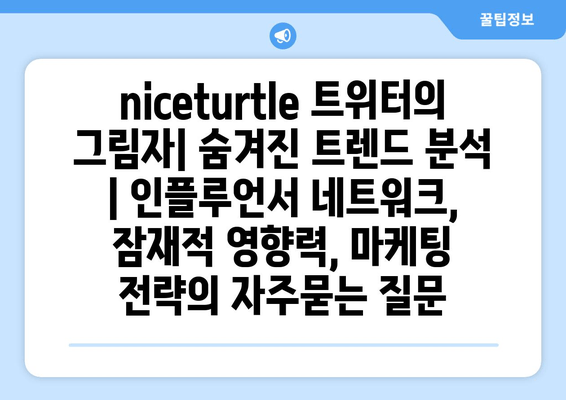 niceturtle 트위터의 그림자| 숨겨진 트렌드 분석 | 인플루언서 네트워크, 잠재적 영향력, 마케팅 전략