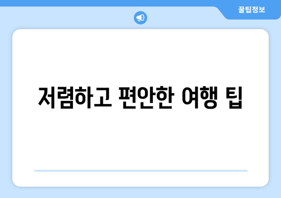 저렴하고 편안한 여행 팁