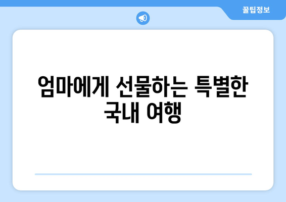 엄마에게 선물하는 특별한 국내 여행