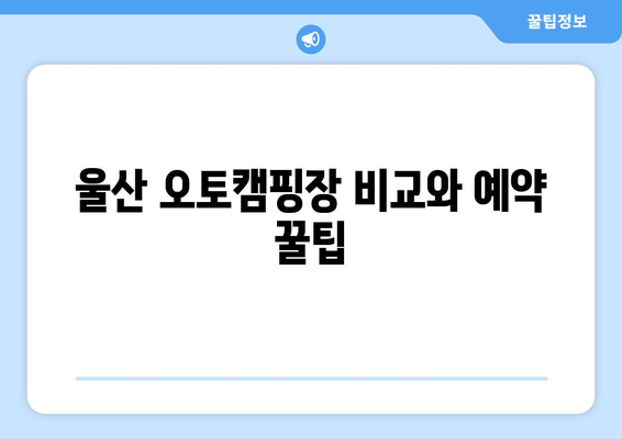 울산 오토캠핑장 비교와 예약 꿀팁