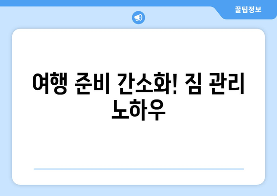 여행 준비 간소화! 짐 관리 노하우