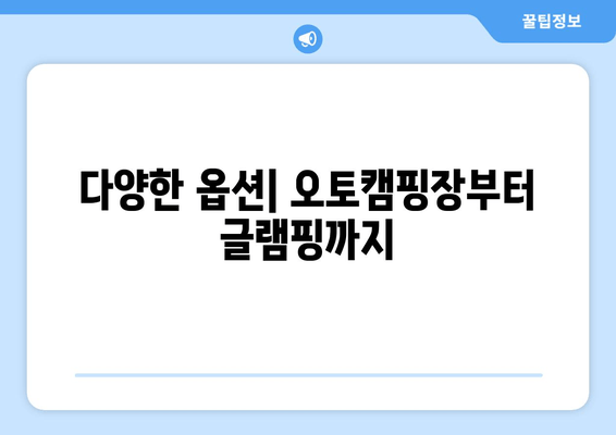 다양한 옵션| 오토캠핑장부터 글램핑까지