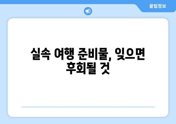 실속 여행 준비물, 잊으면 후회될 것