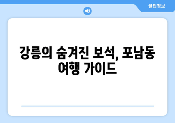 강릉의 숨겨진 보석, 포남동 여행 가이드