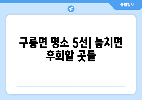 구룡면 명소 5선| 놓치면 후회할 곳들