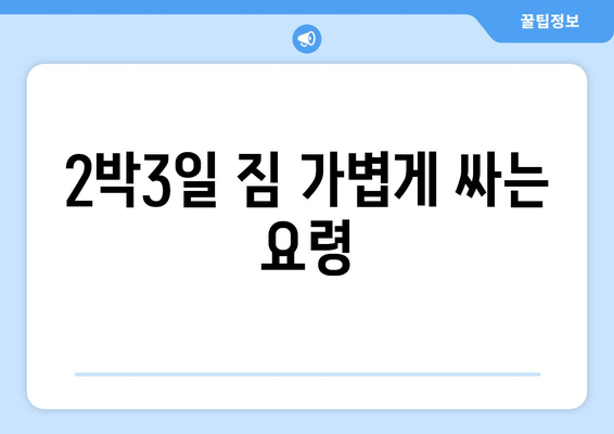 2박3일 짐 가볍게 싸는 요령