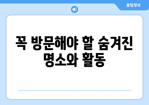 꼭 방문해야 할 숨겨진 명소와 활동