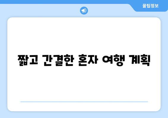 짧고 간결한 혼자 여행 계획