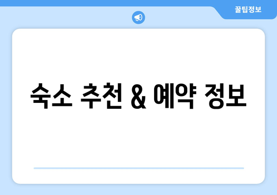 숙소 추천 & 예약 정보