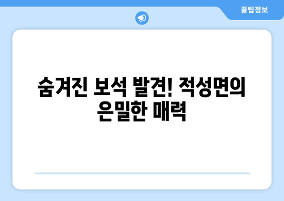 숨겨진 보석 발견! 적성면의 은밀한 매력