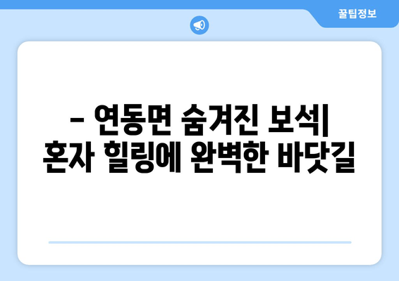 - 연동면 숨겨진 보석| 혼자 힐링에 완벽한 바닷길