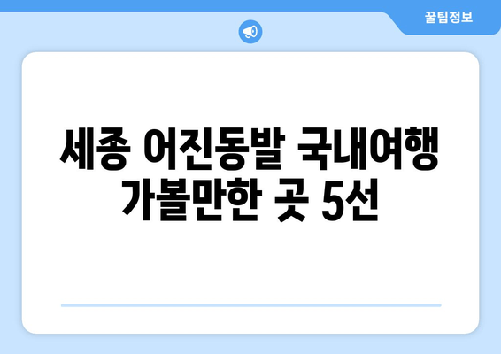 세종 어진동발 국내여행 가볼만한 곳 5선