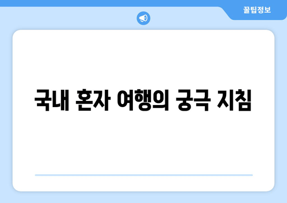 국내 혼자 여행의 궁극 지침