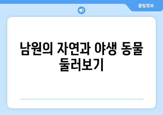 남원의 자연과 야생 동물 둘러보기