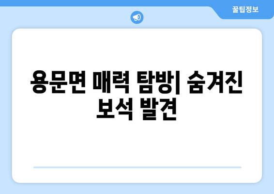 용문면 매력 탐방| 숨겨진 보석 발견