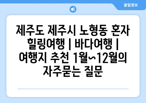 제주도 제주시 노형동 혼자 힐링여행 | 바다여행 | 여행지 추천 1월~12월