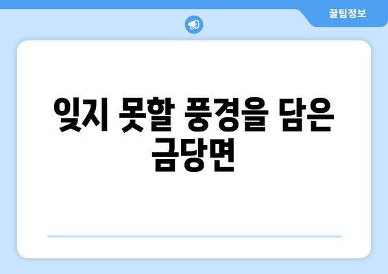 잊지 못할 풍경을 담은 금당면