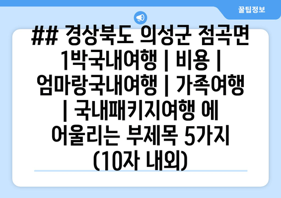 ## 경상북도 의성군 점곡면 1박국내여행 | 비용 | 엄마랑국내여행 | 가족여행 | 국내패키지여행 에 어울리는 부제목 5가지 (10자 내외)