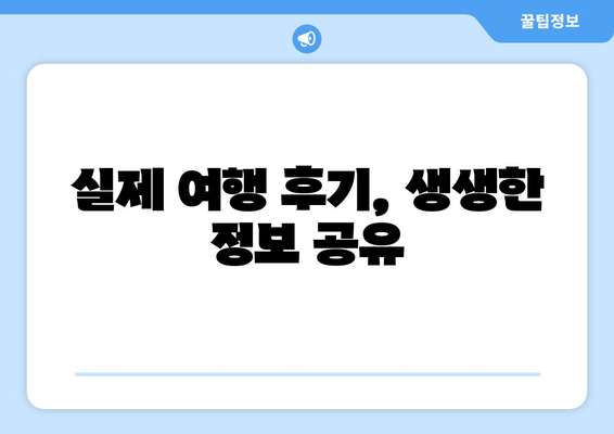 실제 여행 후기, 생생한 정보 공유