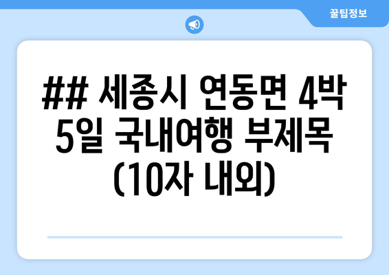 세종시 연동면 4박 5일 여행