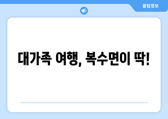 대가족 여행, 복수면이 딱!